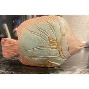 Vintage  Teakwood Tropical Fish Sculpture  6" Tall